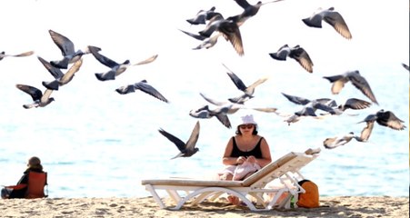 Alanya'da Ocak Ayında Denize Giden Tatilcinin Örgü Keyfi