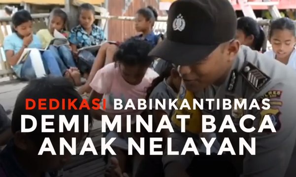 Dedikasi Bhabinkamtibmas Demi Minat Baca Anak Nelayan