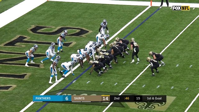 New Orleans Saints fullback Zach Line powers over the goal line for touchdown to extend Saints' lead