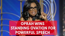 Oprah delivers powerful speech as first black woman to win Golden Globes Cecil B De Mille award