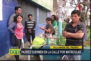 Villa María del Triunfo: padres de familia duermen en las calles por matrículas escolares