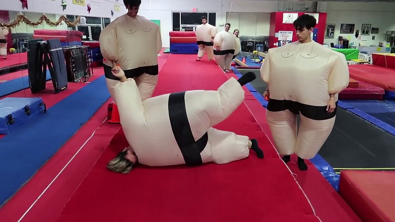 FUNNY GYMNASTICS IN GIANT SUMO SUITS!