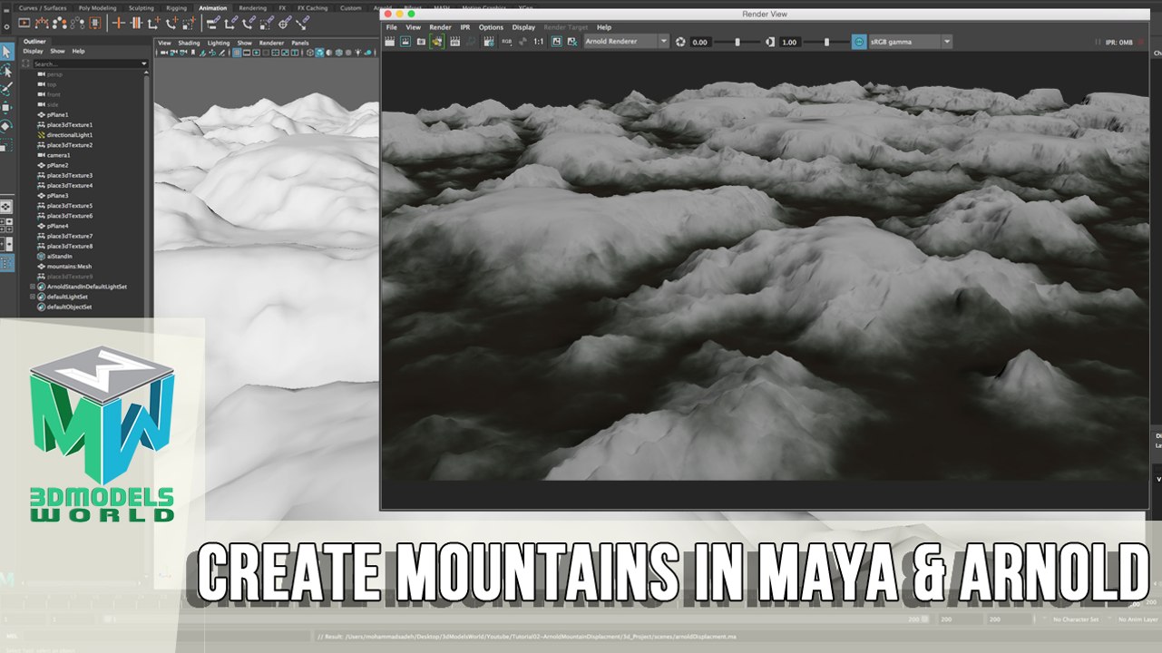 Maya Arnold Displacement Tutorial: Create Mountains with Procedural Textures