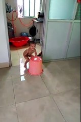 funny kids swimming in floor nice