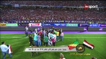 مباراة مصر و الكونغو، و فرحة اللاعبين بعد اطلاق صافرة النهاية
