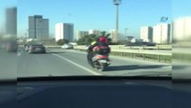 Motosiklete Bebeğiyle Binen Çiftin Tehlikeli Yolculuğu Kamerada