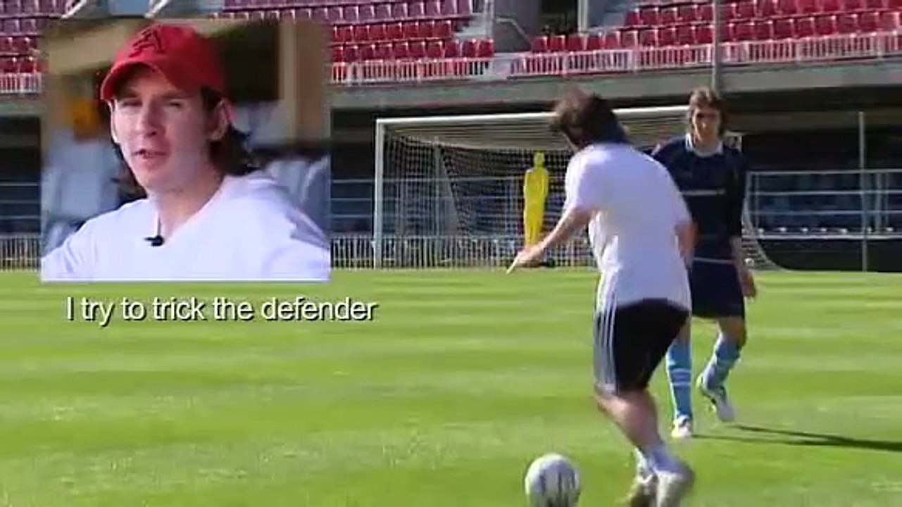 A young Messi showing and explaining how he dribbles past defenders