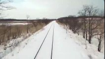 Live Train 24_24 Train Driver's View _ Cab Ride on Snow Cover White in Winter ! So Cold-