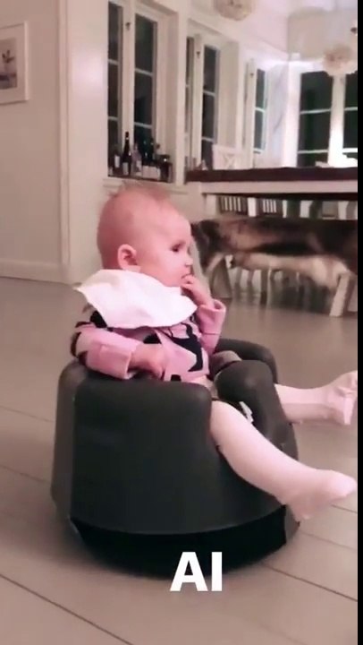 Bébé en balade automatique sur l'aspirateur Roomba.. Papa est un génie !