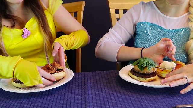 Frozen Elsa & Belle HAMBURGER CHALLENGE! w Spiderman Joker Break up Fun Superhero in real life IRL | Superheroes | Spiderman | Superman | Frozen Elsa | Joker