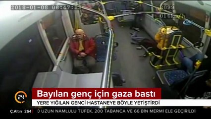 Bayılan genç için gaza bastı
