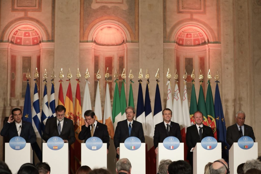 Déclaration conjointe d'Emmanuel Macron et des Chefs d'État et de Gouvernement du Med7 à Rome