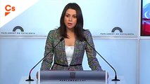 Inés Arrimadas. Rueda de Prensa en Parlament previa a la constitución de la mesa
