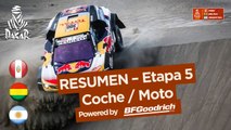 Resumen - Coche/Moto - Etapa 5 (San Juan de Marcona / Arequipa) - Dakar 2018