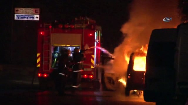 Beyoğlu’nda Polis Aracı Alev Alev Yandı