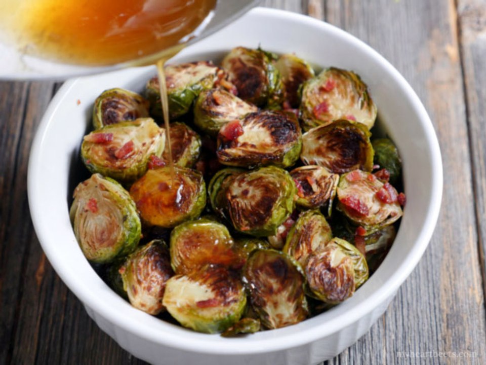 Roasted Brussels with Bacon and Apples