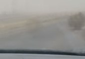Dust Cloud and Tumble Weeds Scare Mom and Kids on Texas Road