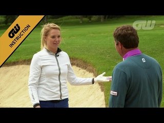 Instruction: Greenside bunker play with Simon Holmes and Anna Whiteley