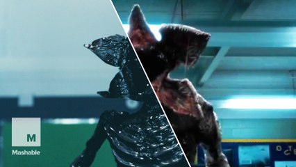 Here's a side-by-side comparison of our homemade 'Stranger Things' Demogorgon scene