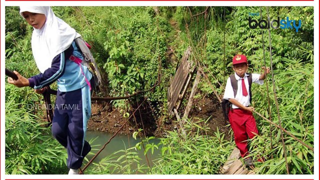 கல்விக்காக மிக ஆபத்தான பாதையில் செல்லும் சிறுவர்கள்- வீடியோ