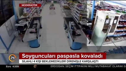 Soyguncuları paspasla kovaladı