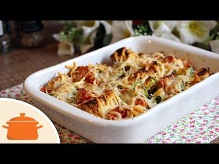 Receita de Abobrinha Especial  - Assada com Tomate e Pão