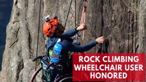 Rock climbing wheelchair user nominated for award after mountain ascent