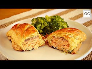 Salmão na massa folhada | Receitas Guia da Cozinha