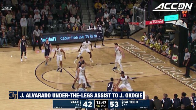 Georgia Tech's Jose Alvarado Drops Under-The-Legs Assist For Josh Okogie Dunk