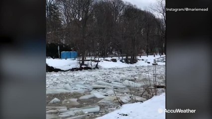Enormous ice chunks barrel across creek in Erie, Pennsylvania