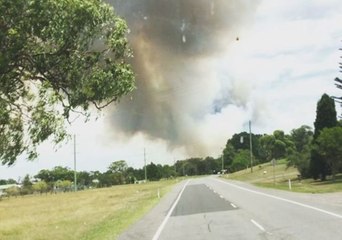 Smoke Rises From Bushfire Burning Near Tomago