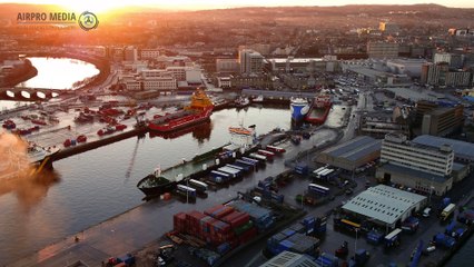City Drone Timelapse - Aberdeen Harbour, Scotland