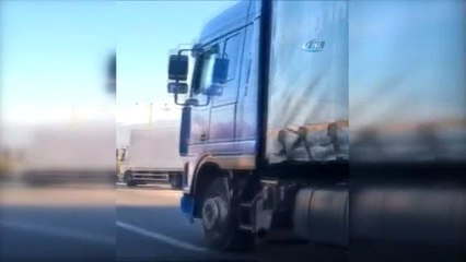 Yola Lastiği Olmadan Devam Eden Tır Korkuttu