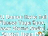 PUPU Damen Hohe Taille Fitness Yoga Sport Hosen Sterne Gedruckt Stretch Neun Punkte