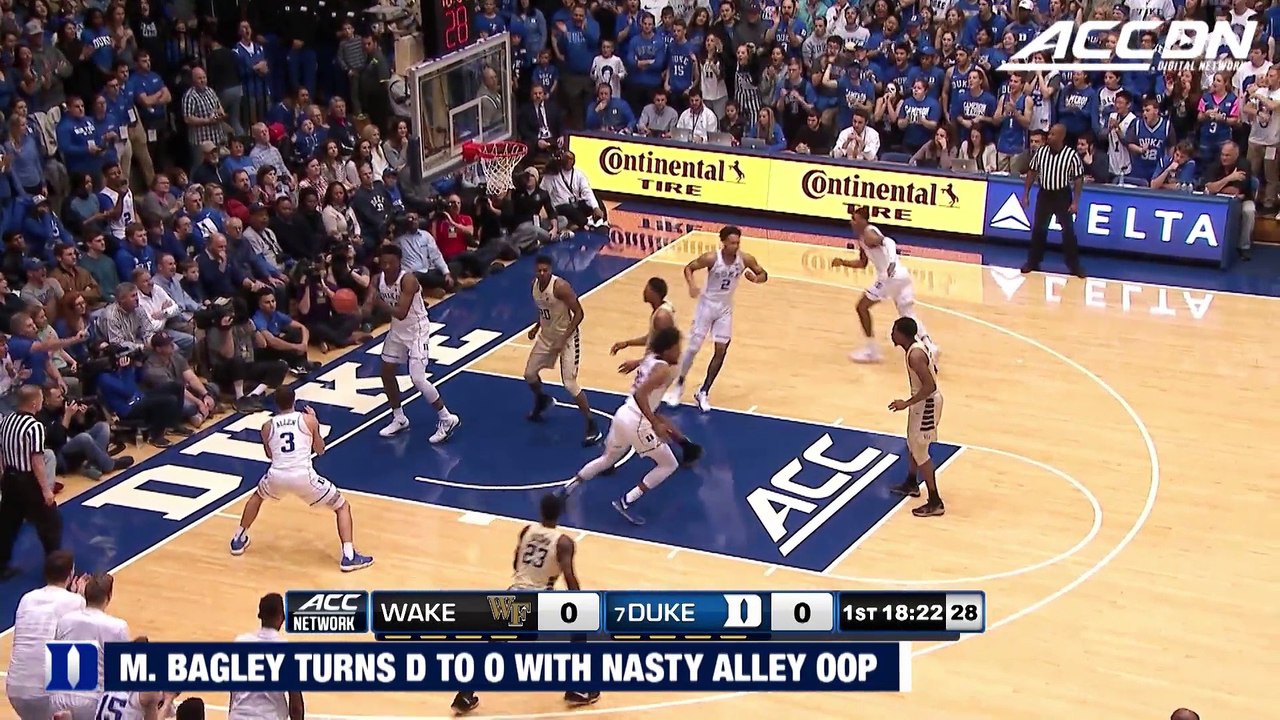 Duke's Marvin Bagley Pays Off Wendell Carter Block With Nasty AlleyOop