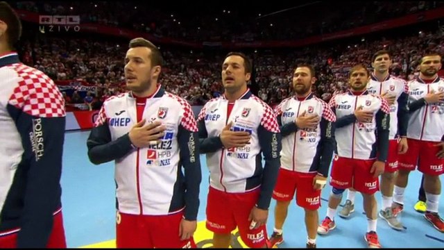Klapa Sv.Juraj HRM - Hrvatska himna pred utakmicu Hrvatske i Srbije EP u rukometu