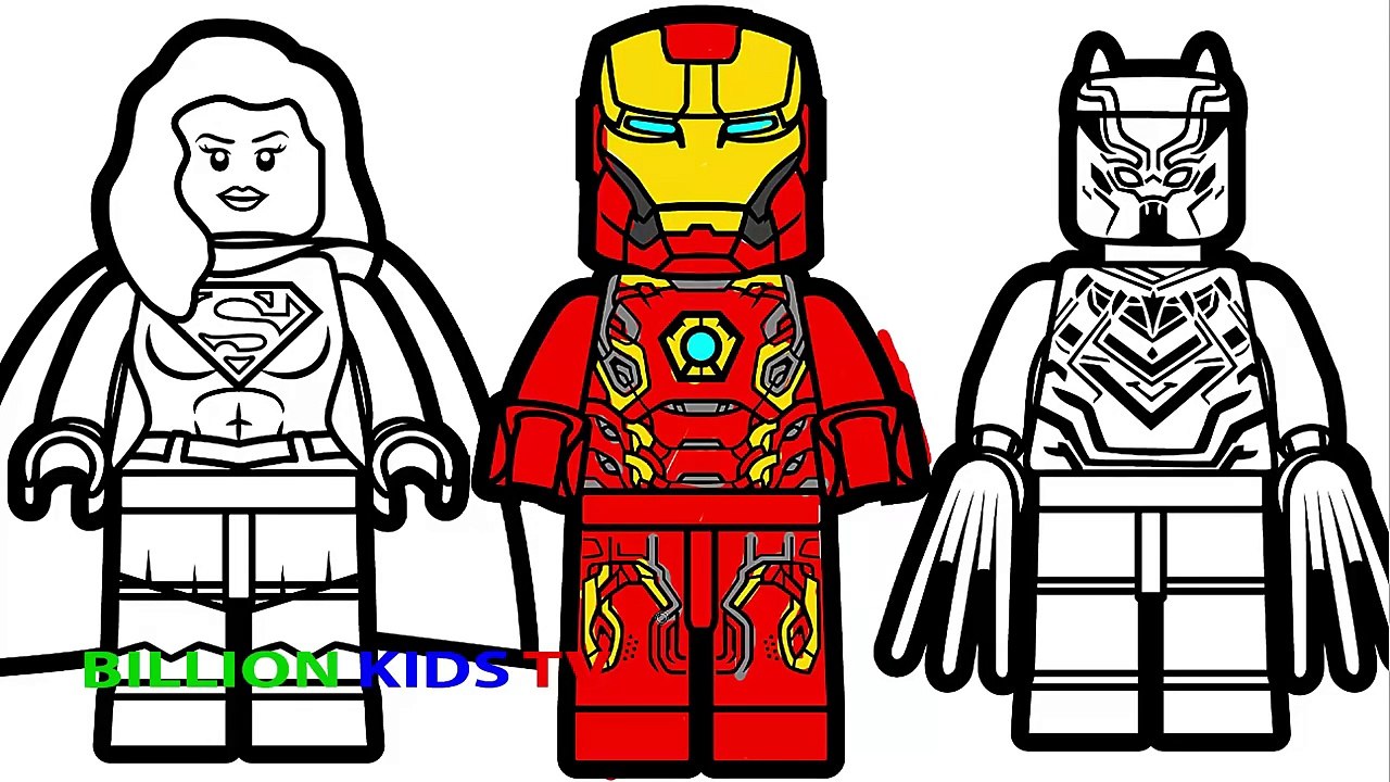 Lego Iron Man vs Lego Supergirl vs Lego Black Panther Coloring ...