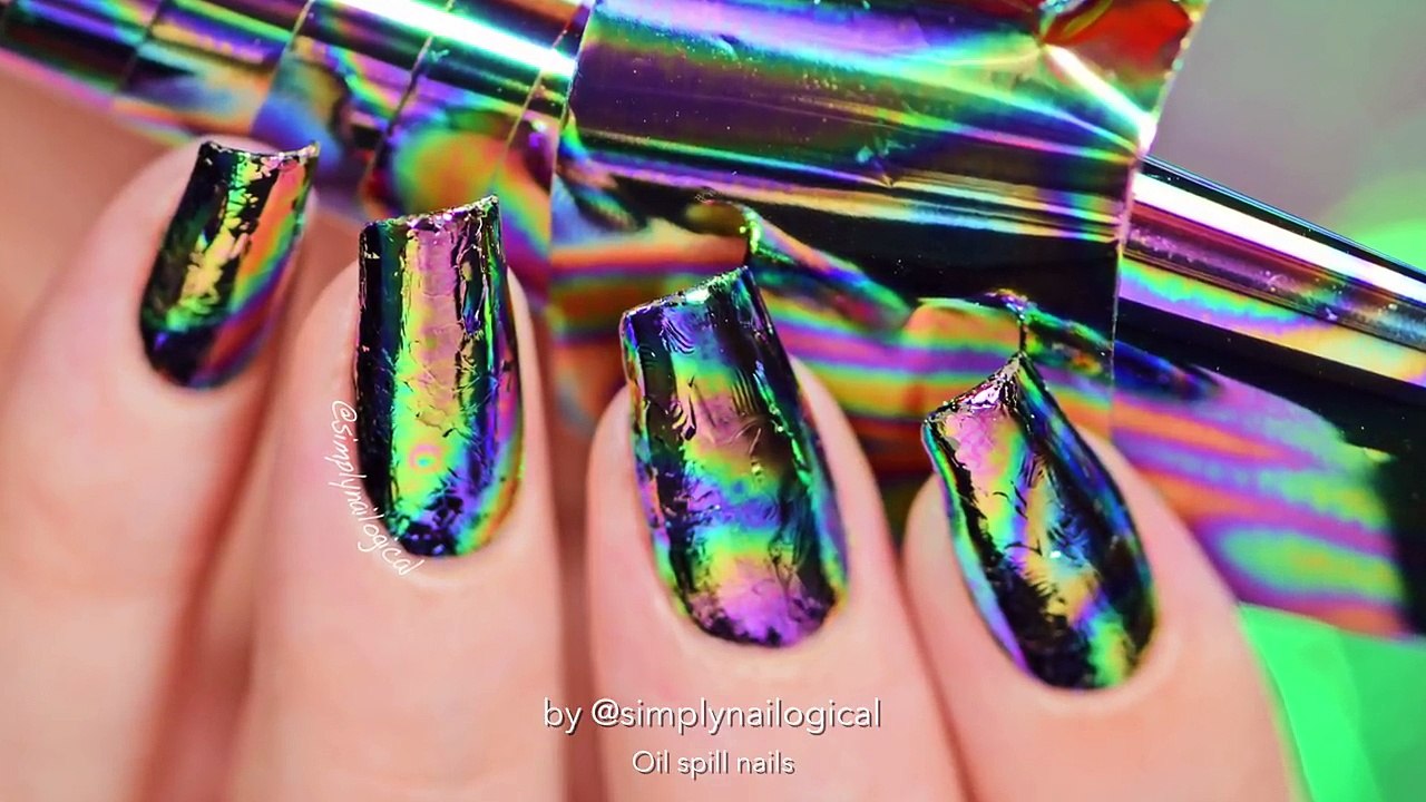 DIY Oil Spill / Oil Slick Nail Art