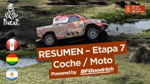 Resumen - Coche/Moto - Etapa 7 (La Paz / Uyuni) - Dakar 2018
