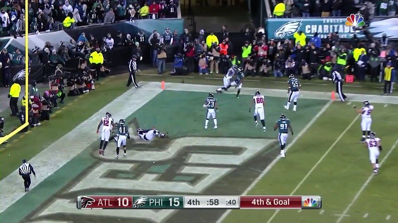 Atlanta Falcons quarterback Matt Ryan's fourth down pass goes through wide receiver Julio Jones hands