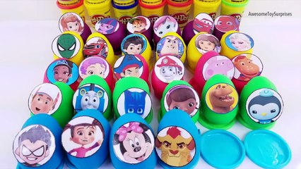 30 Play-Doh Surprise Eggs Nick Disney Junior Toys PJ Masks Umizoomi Paw Patrol Mickey Mouse