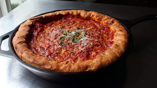 Chicago Deep Dish Pizza - Food Wishes - Chicago-Style Pizza