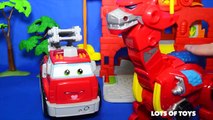 Transformers Rescue Bots Shark Bot, Dinobot and Chase Police Station Break In Toys