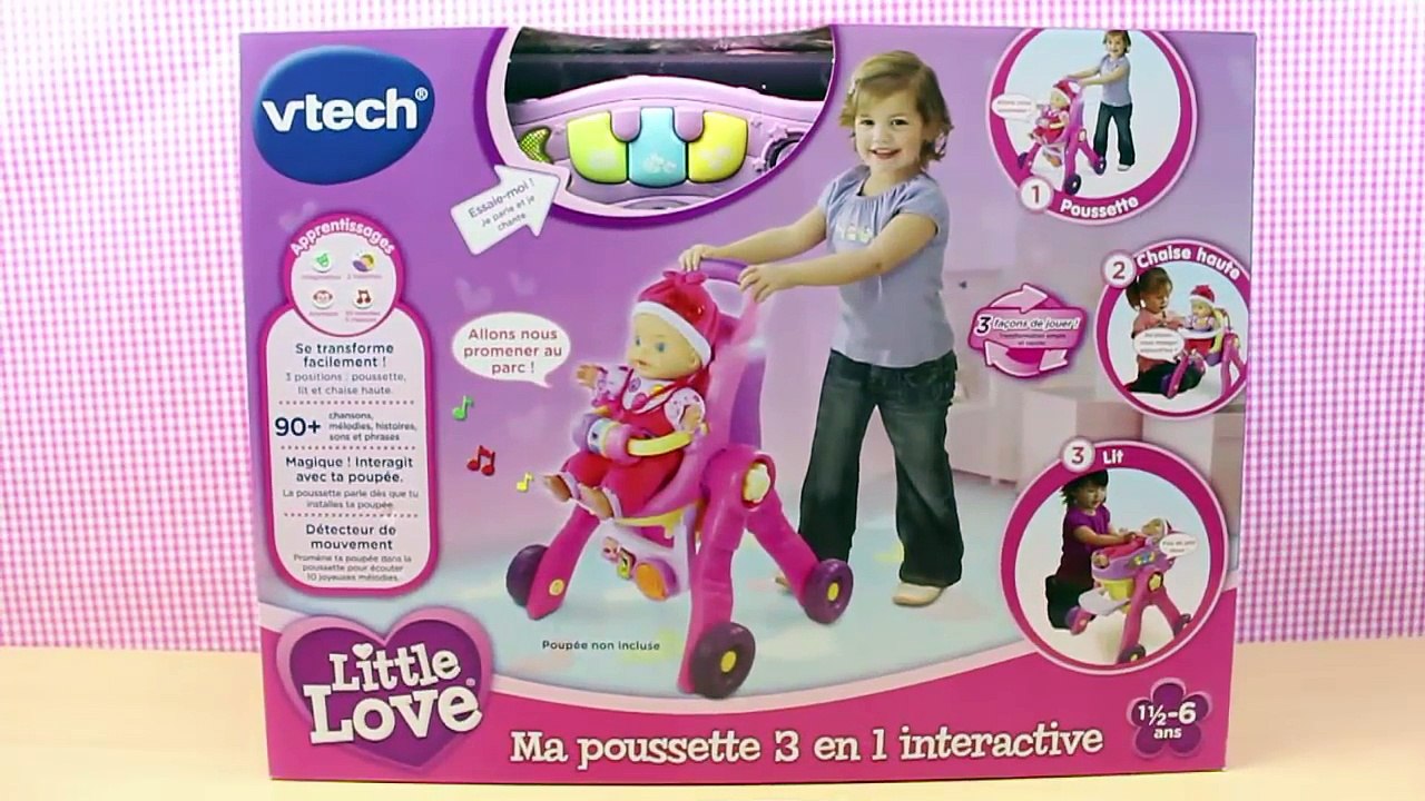 Silla de paseo Interiva para la Muñeca Bebé | Cochecito de paseo, trona y cuna para la bebé