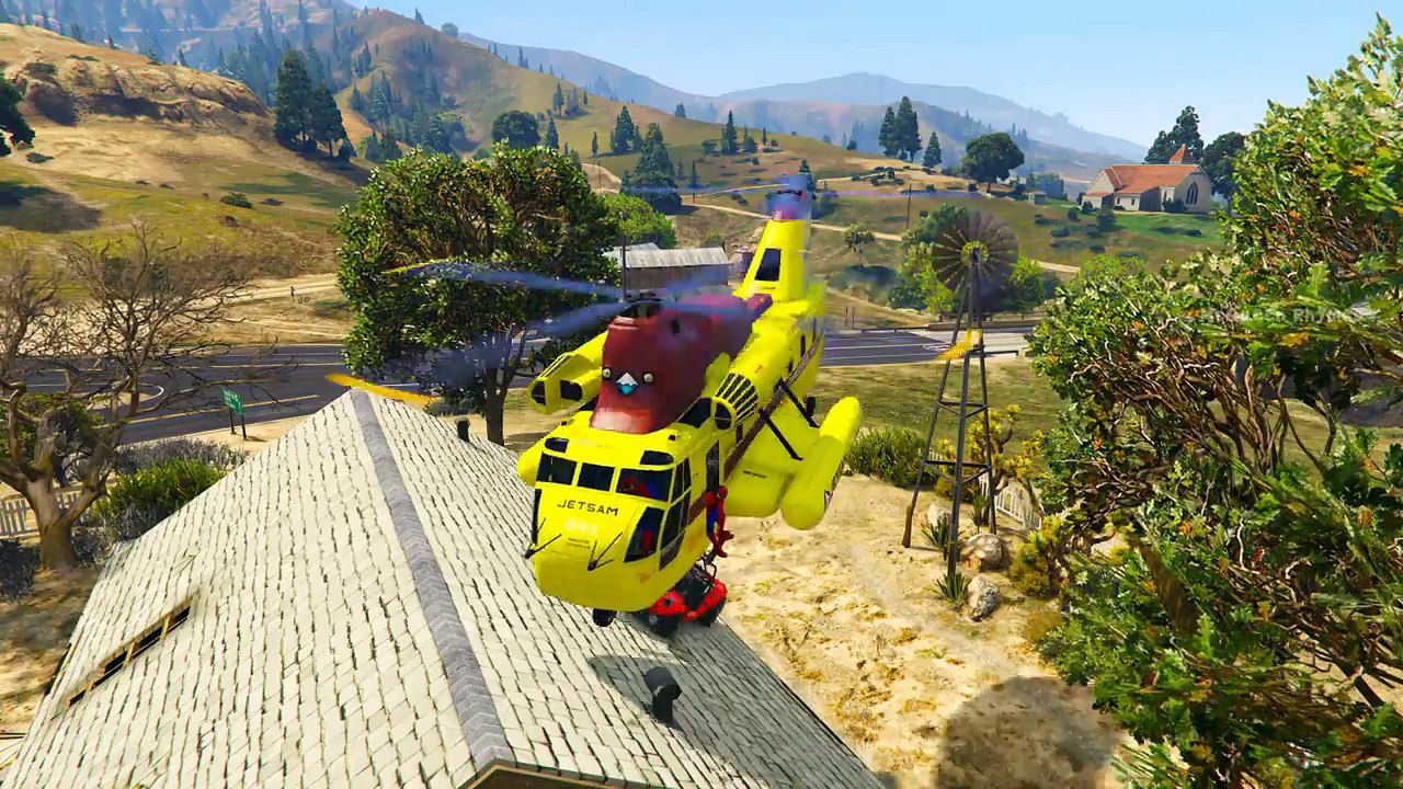 Helicopter & Cars for Children with Cartoon Spiderman and Funny Nursery rhymes Songs