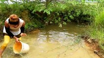 Wow! Beautifull Girl Fishing in Battambang - Khmer Net Fishing - Cambodia Traditional Fishing (195 )