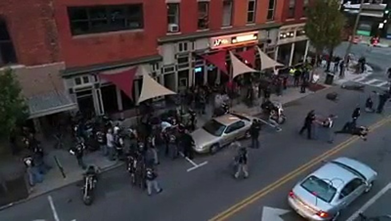 Hells Angels Outlaws Biker Brawl CCTV (2017)