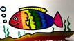 Coloring Pages Colorful Rainbow Fish Drawing |Art Colors for Kids | How to draw Animals