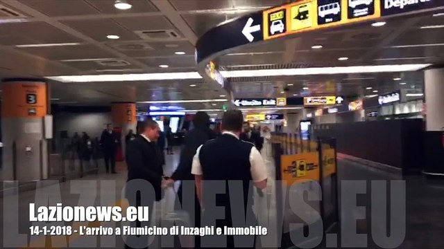 Lazio, l'arrivo a Fiumicino di Inzaghi e Immobile