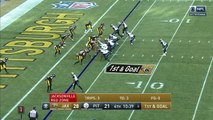Jacksonville Jaguars running back Leonard Fournette bowls through Steelers defenders for TD hat-trick